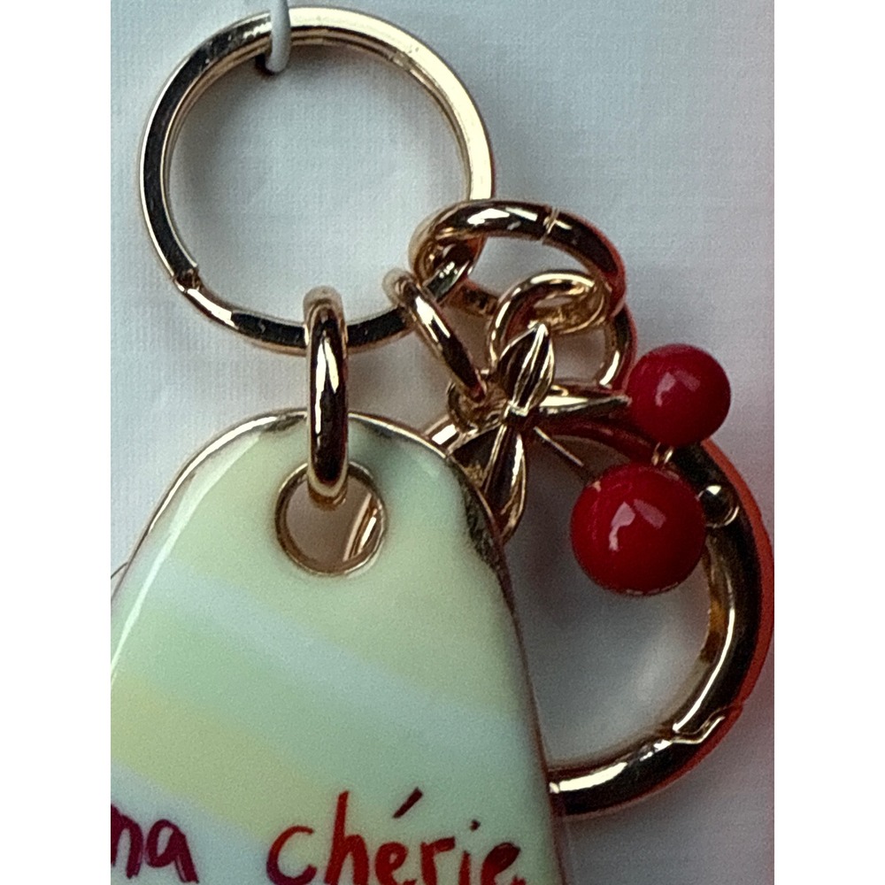 Piper.K Ma Cherie Cherry Keychain Bag Charm Gold Tone Accent New in‎ Box - Picture 3 of 4